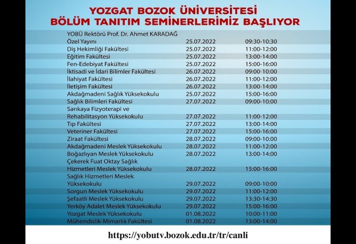 Yozgat Bozok Üniversitesi Bölüm Tanıtım Günleri Diş Hekimliği Fakültesi
